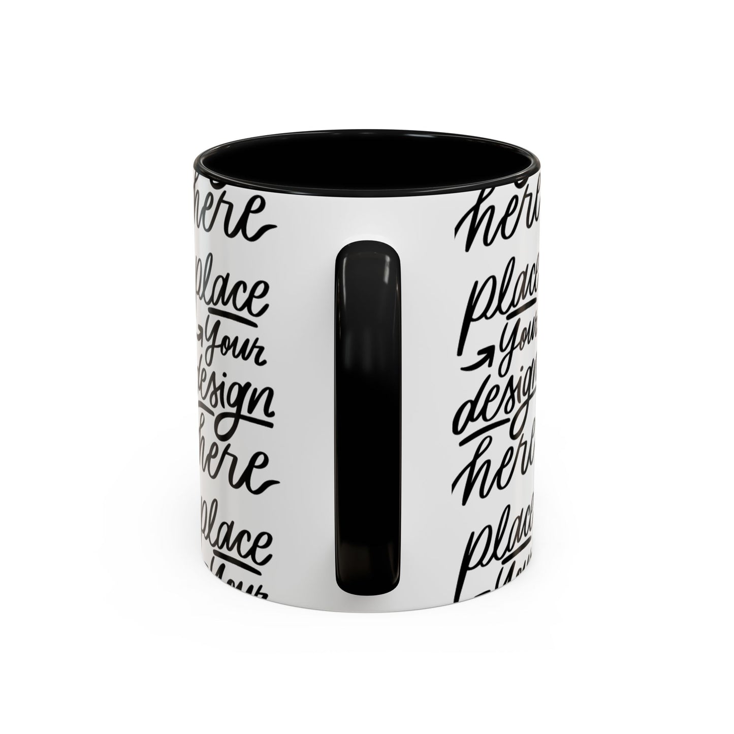 Accent Coffee Mug — 'Place Your Design Here' Handwritten Script Pattern, 11/15oz