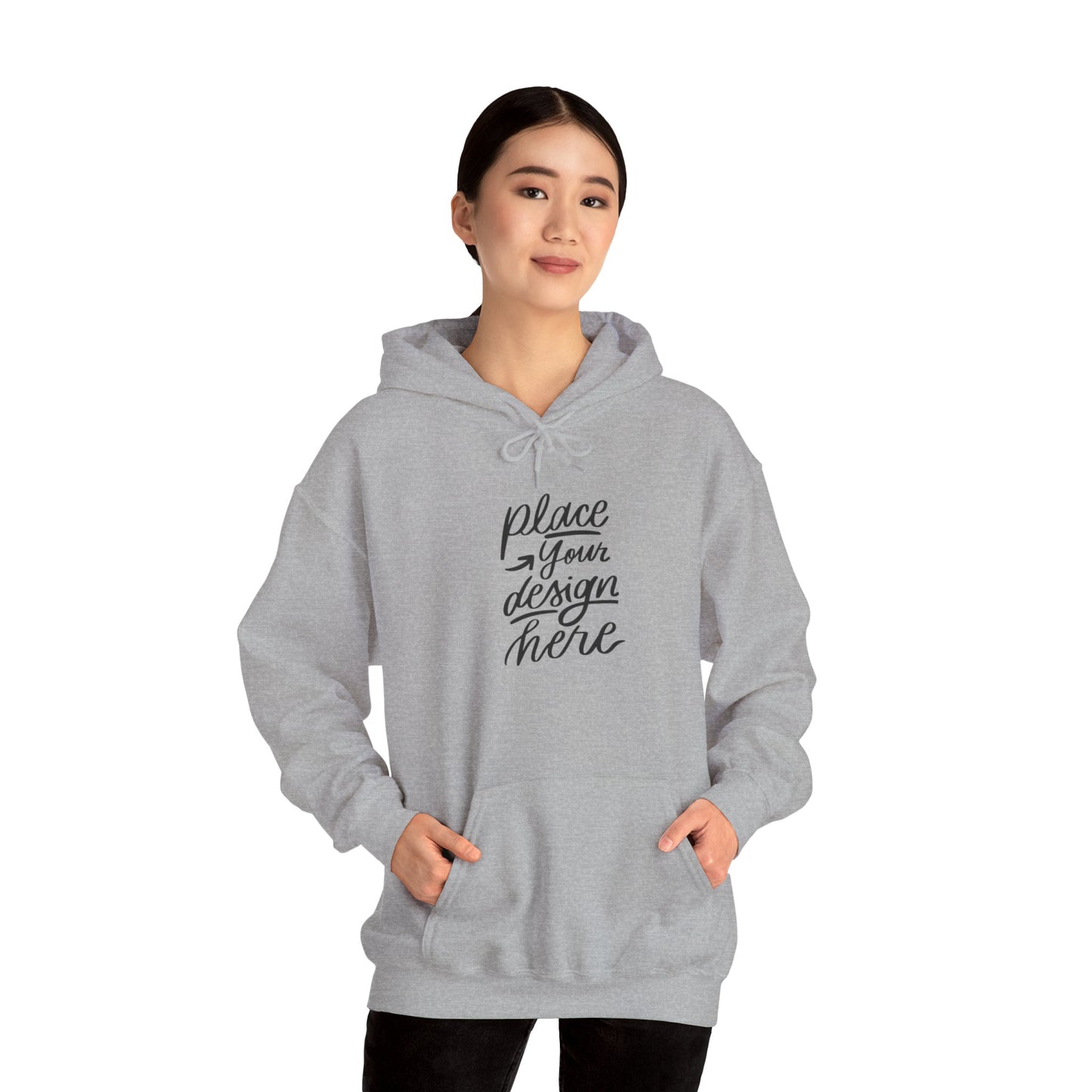 White Custom Hoodie — 'Place Your Design Here' Mockup Pullover
