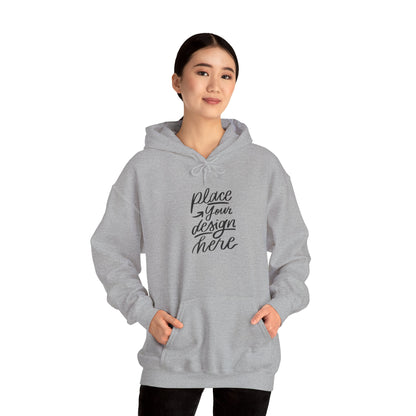 White Custom Hoodie — 'Place Your Design Here' Mockup Pullover