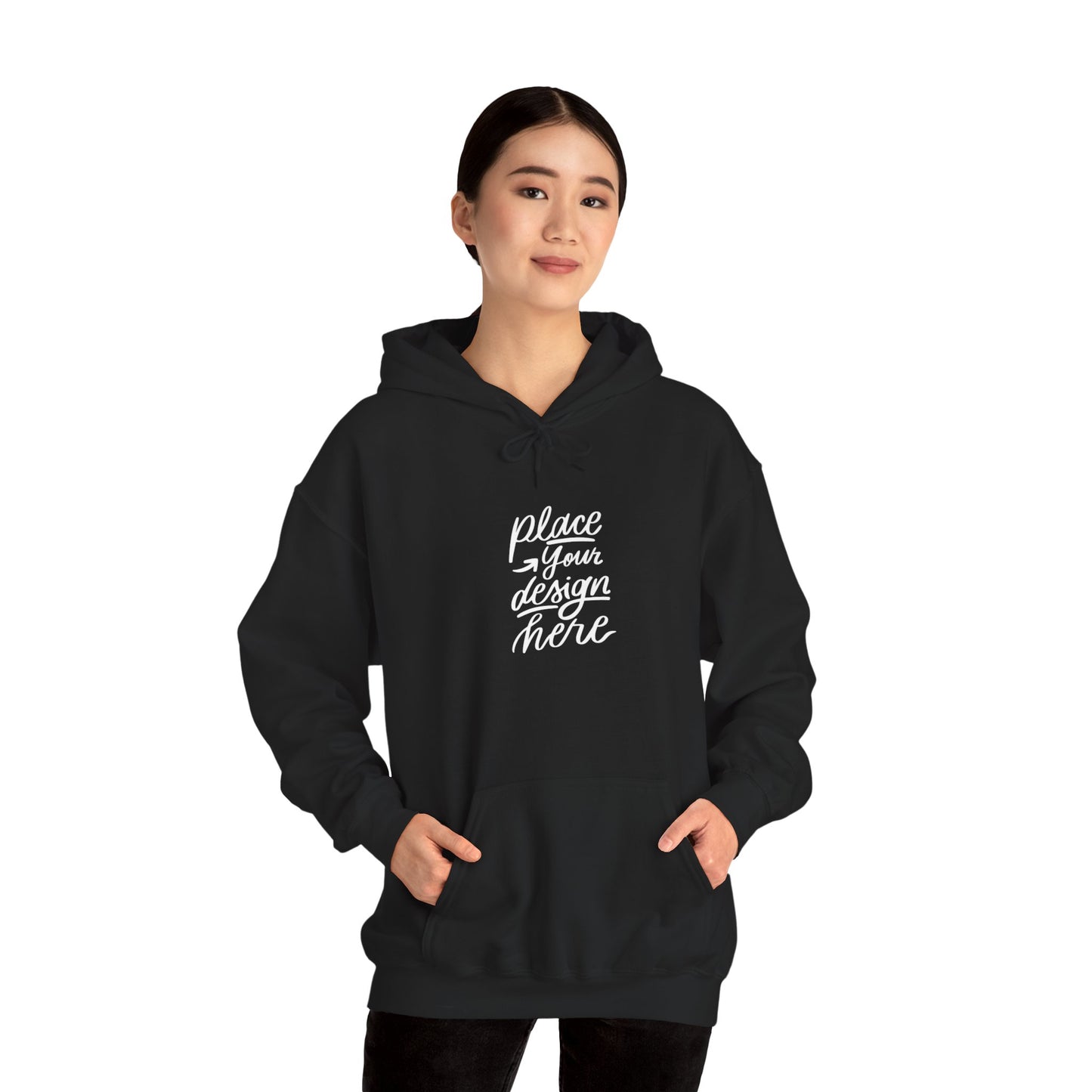 White Custom Hoodie — 'Place Your Design Here' Mockup Pullover