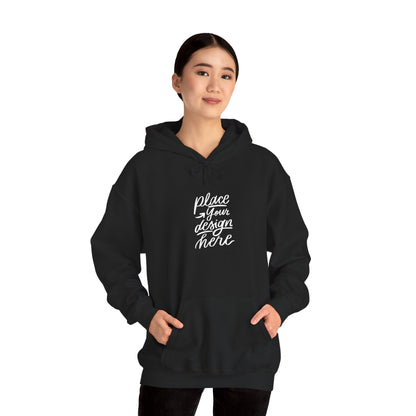 White Custom Hoodie — 'Place Your Design Here' Mockup Pullover