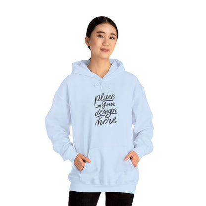 White Custom Hoodie — 'Place Your Design Here' Mockup Pullover