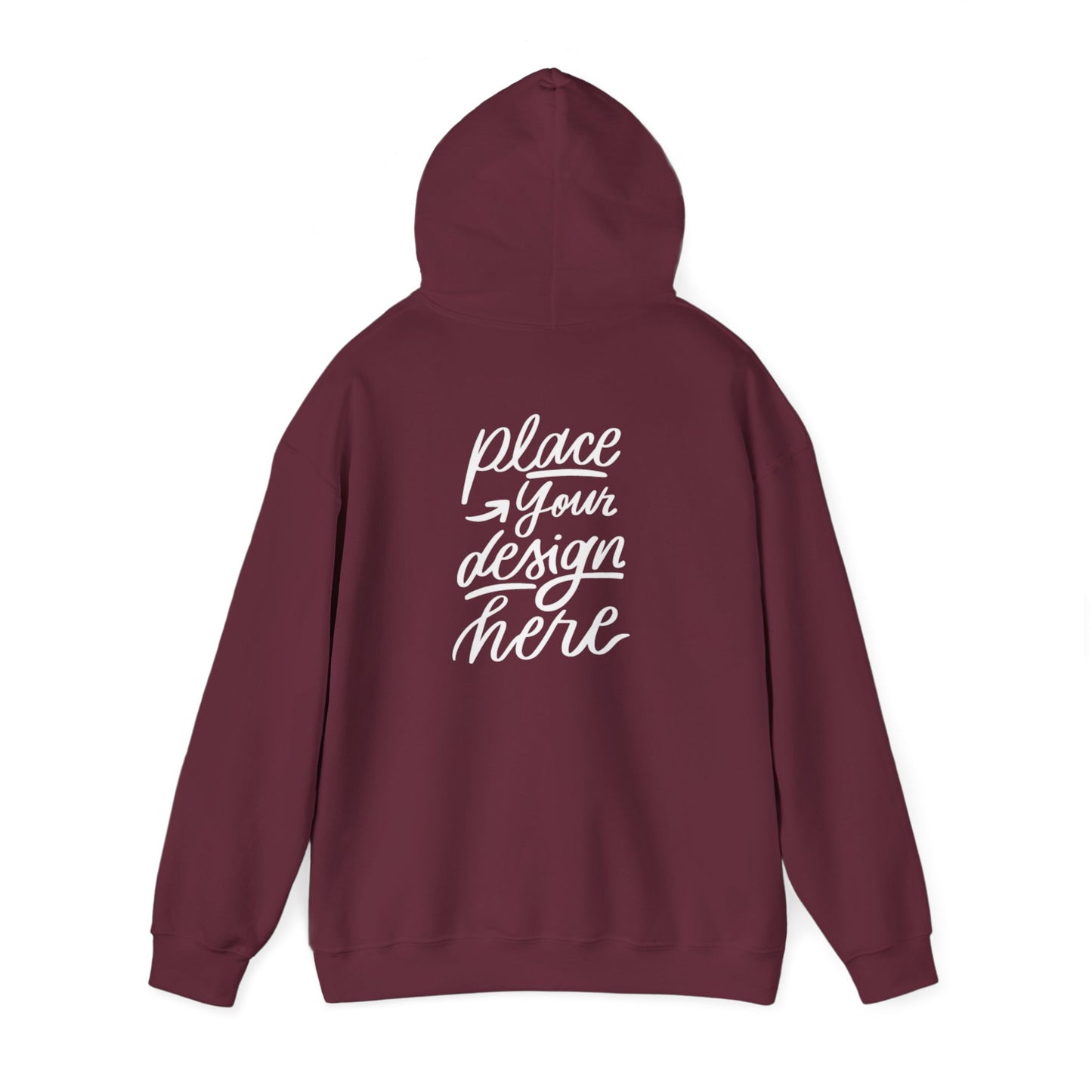 White Custom Hoodie — 'Place Your Design Here' Mockup Pullover