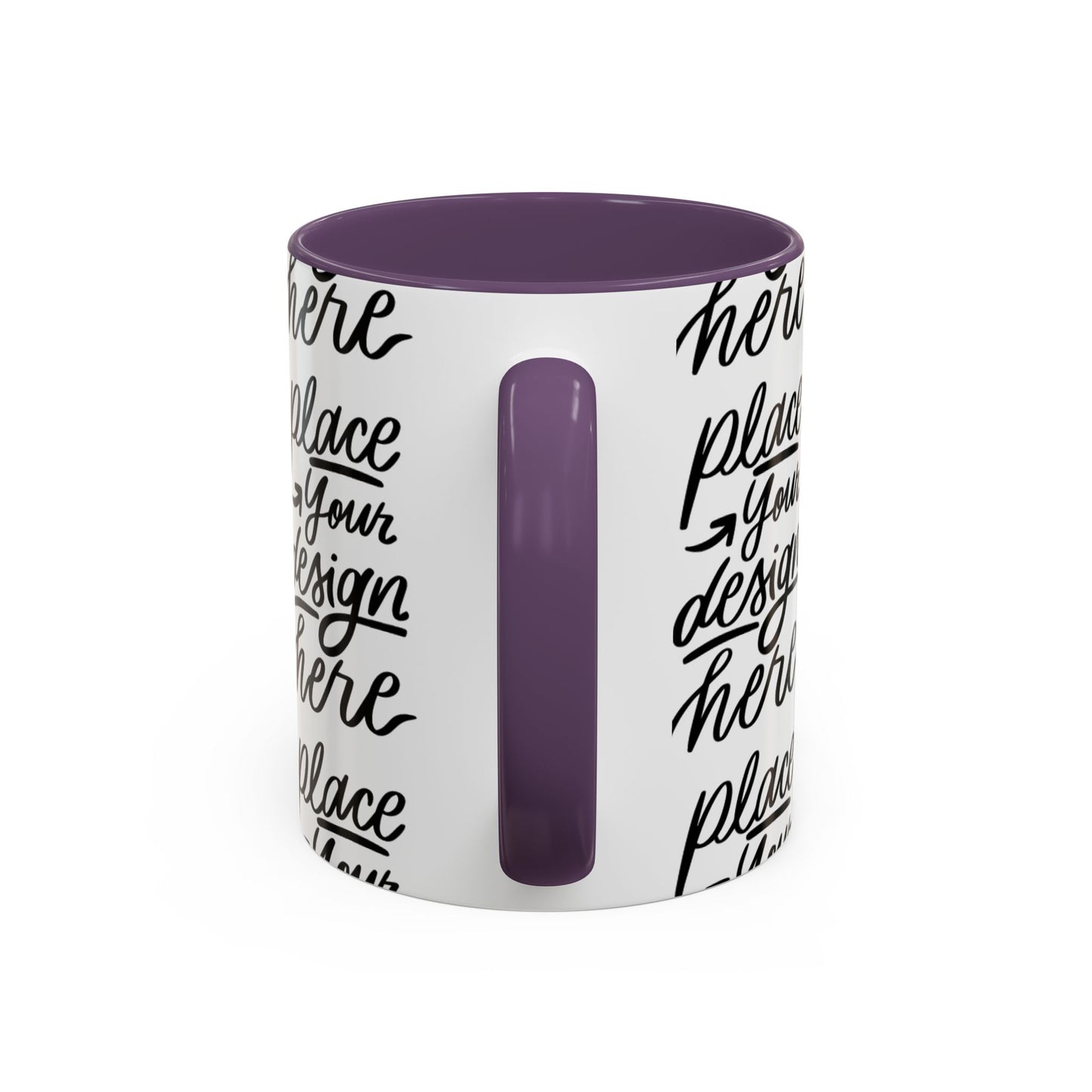 Accent Coffee Mug — 'Place Your Design Here' Handwritten Script Pattern, 11/15oz