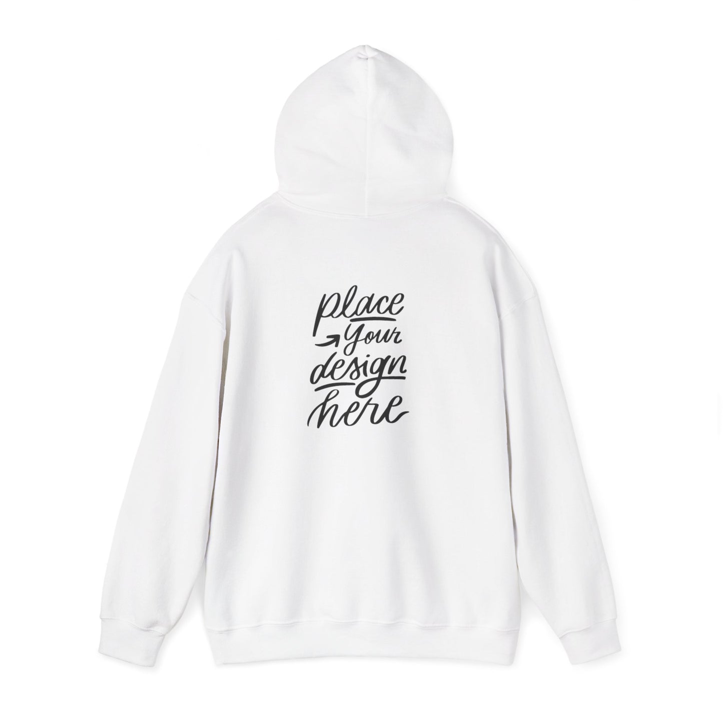 White Custom Hoodie — 'Place Your Design Here' Mockup Pullover