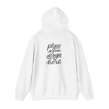 White Custom Hoodie — 'Place Your Design Here' Mockup Pullover