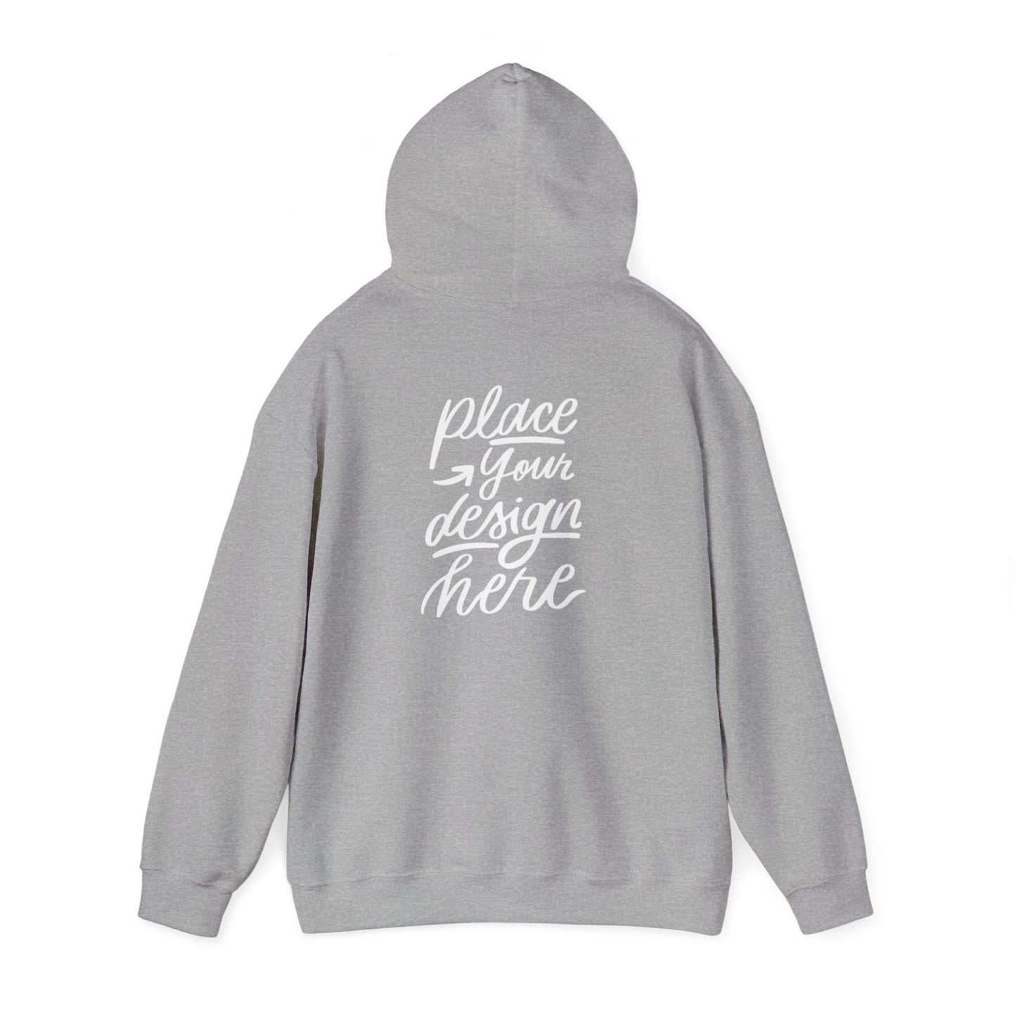 White Custom Hoodie — 'Place Your Design Here' Mockup Pullover