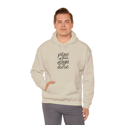 White Custom Hoodie — 'Place Your Design Here' Mockup Pullover