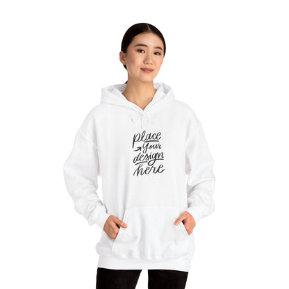 White Custom Hoodie — 'Place Your Design Here' Mockup Pullover