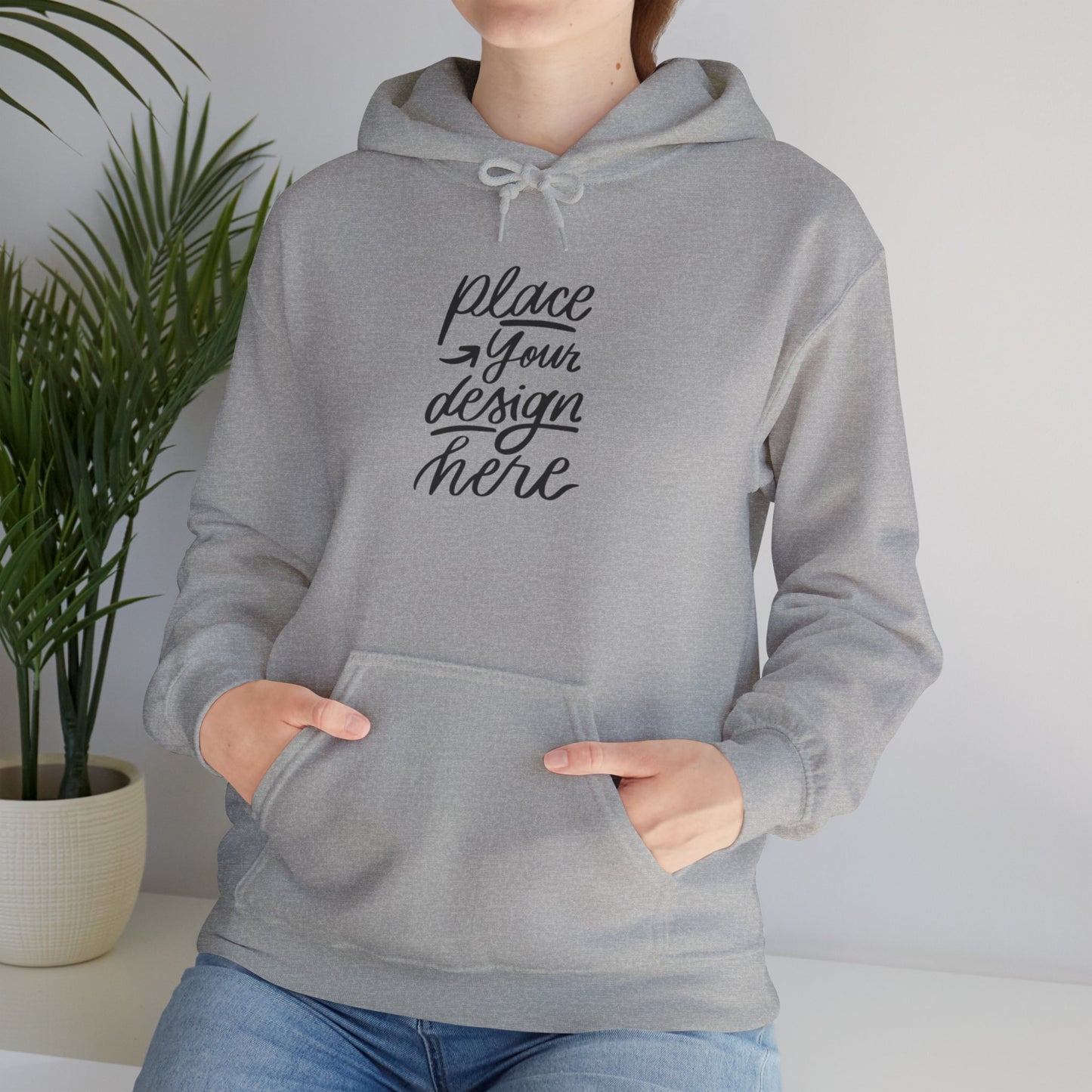 White Custom Hoodie — 'Place Your Design Here' Mockup Pullover