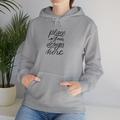 White Custom Hoodie — 'Place Your Design Here' Mockup Pullover