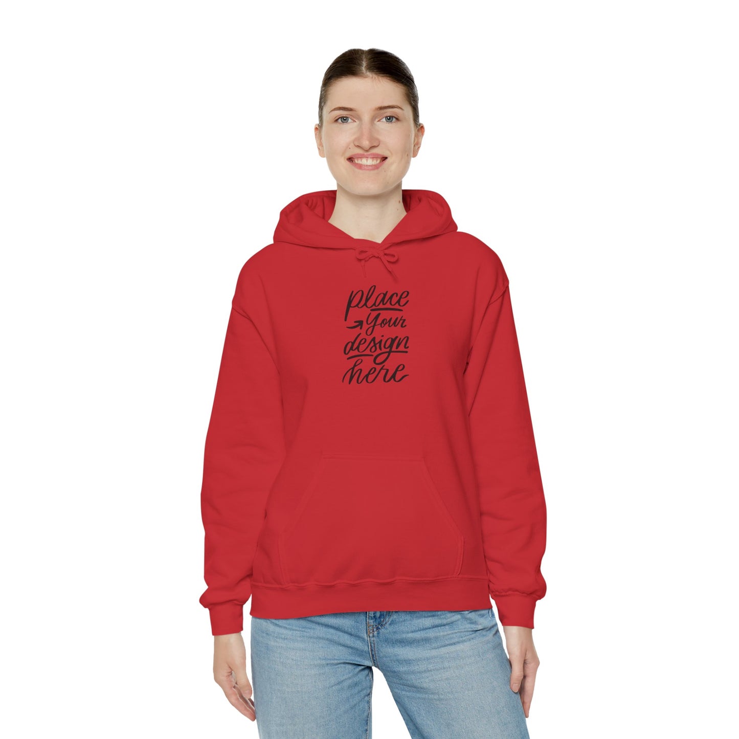 White Custom Hoodie — 'Place Your Design Here' Mockup Pullover