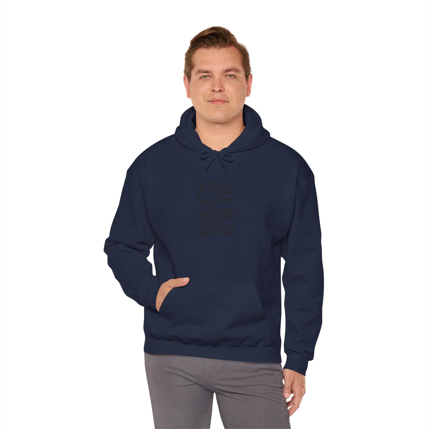 White Custom Hoodie — 'Place Your Design Here' Mockup Pullover