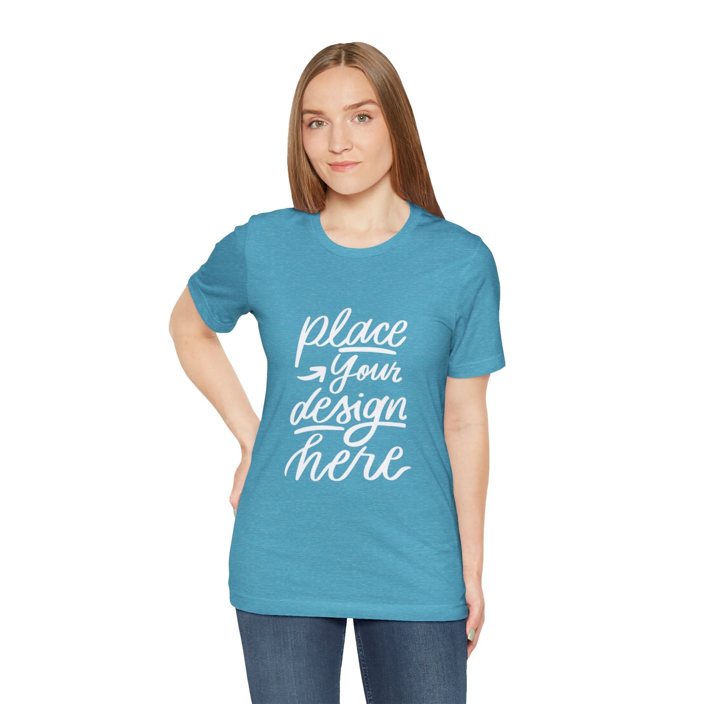 Place Your Design Here T-Shirt  Customizable White Jersey Tee