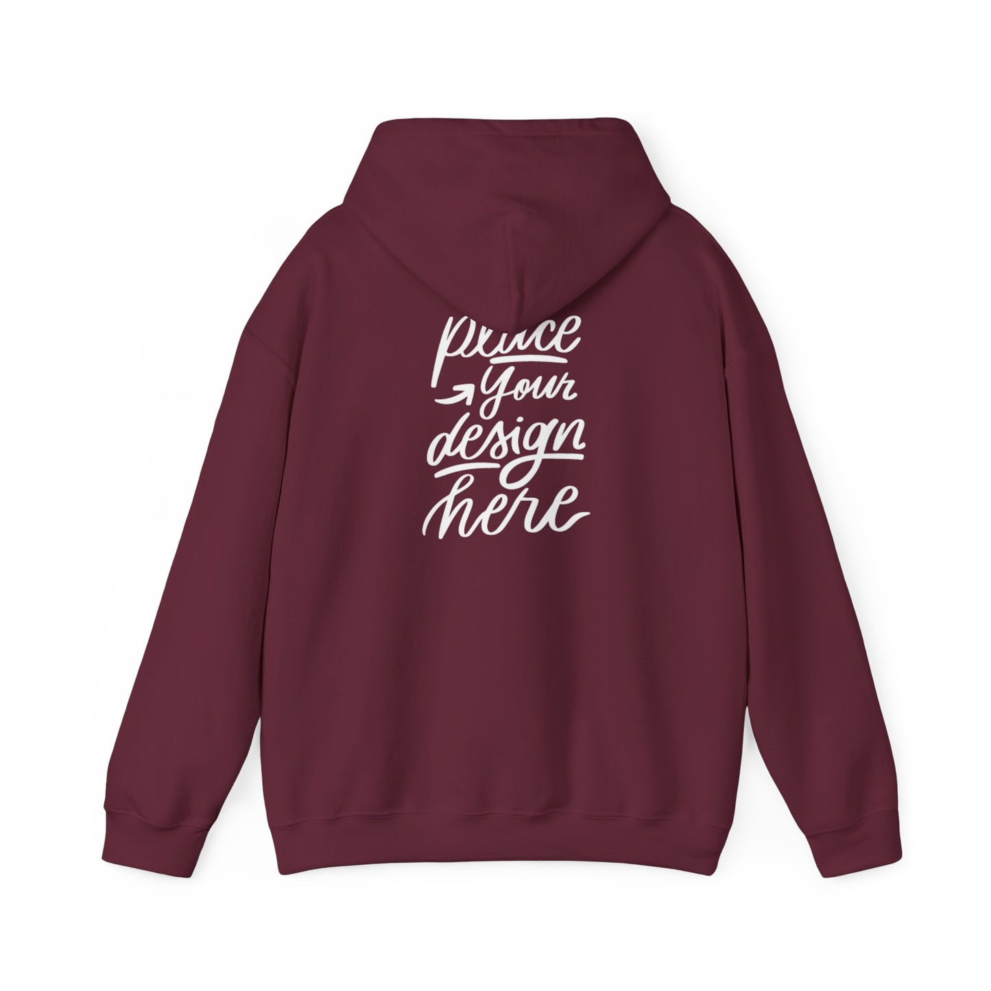 White Custom Hoodie — 'Place Your Design Here' Mockup Pullover