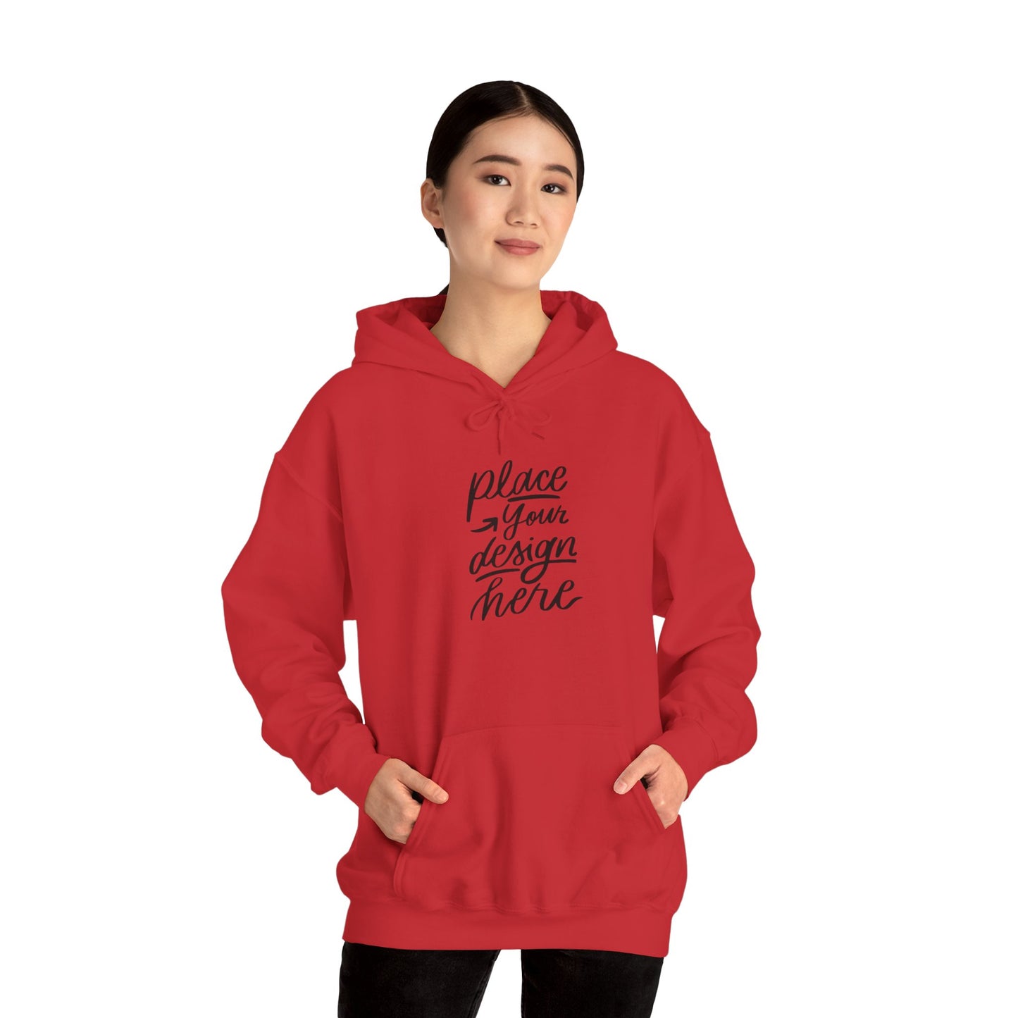 White Custom Hoodie — 'Place Your Design Here' Mockup Pullover