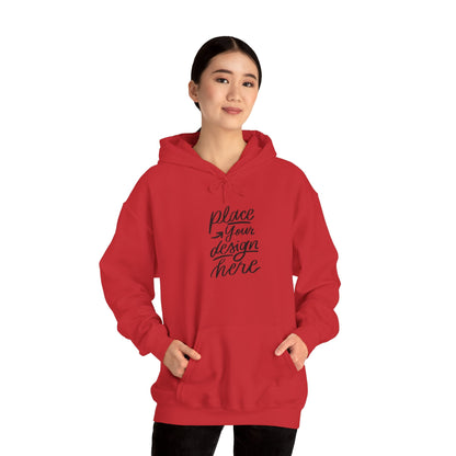 White Custom Hoodie — 'Place Your Design Here' Mockup Pullover
