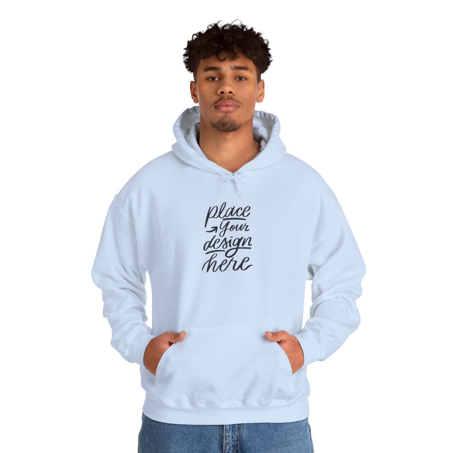 White Custom Hoodie — 'Place Your Design Here' Mockup Pullover