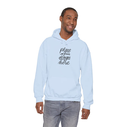 White Custom Hoodie — 'Place Your Design Here' Mockup Pullover