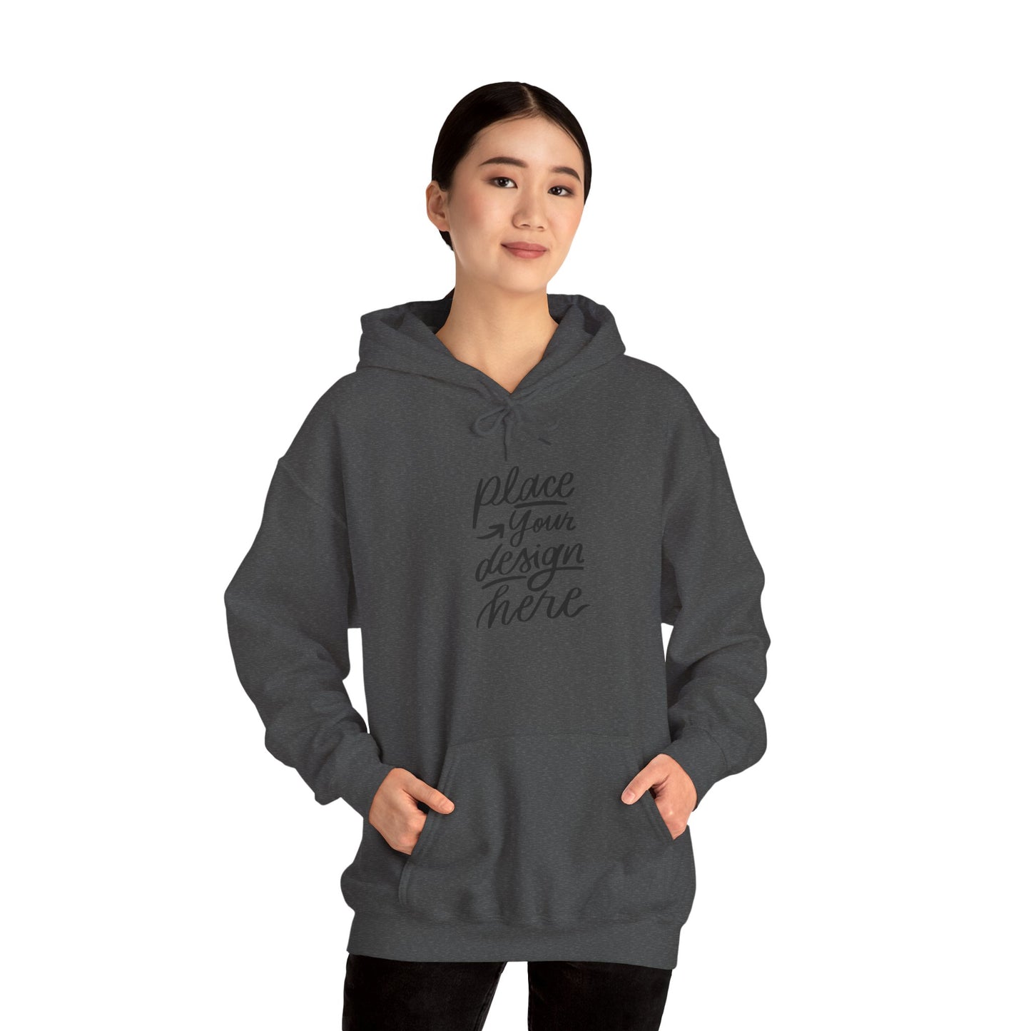 White Custom Hoodie — 'Place Your Design Here' Mockup Pullover