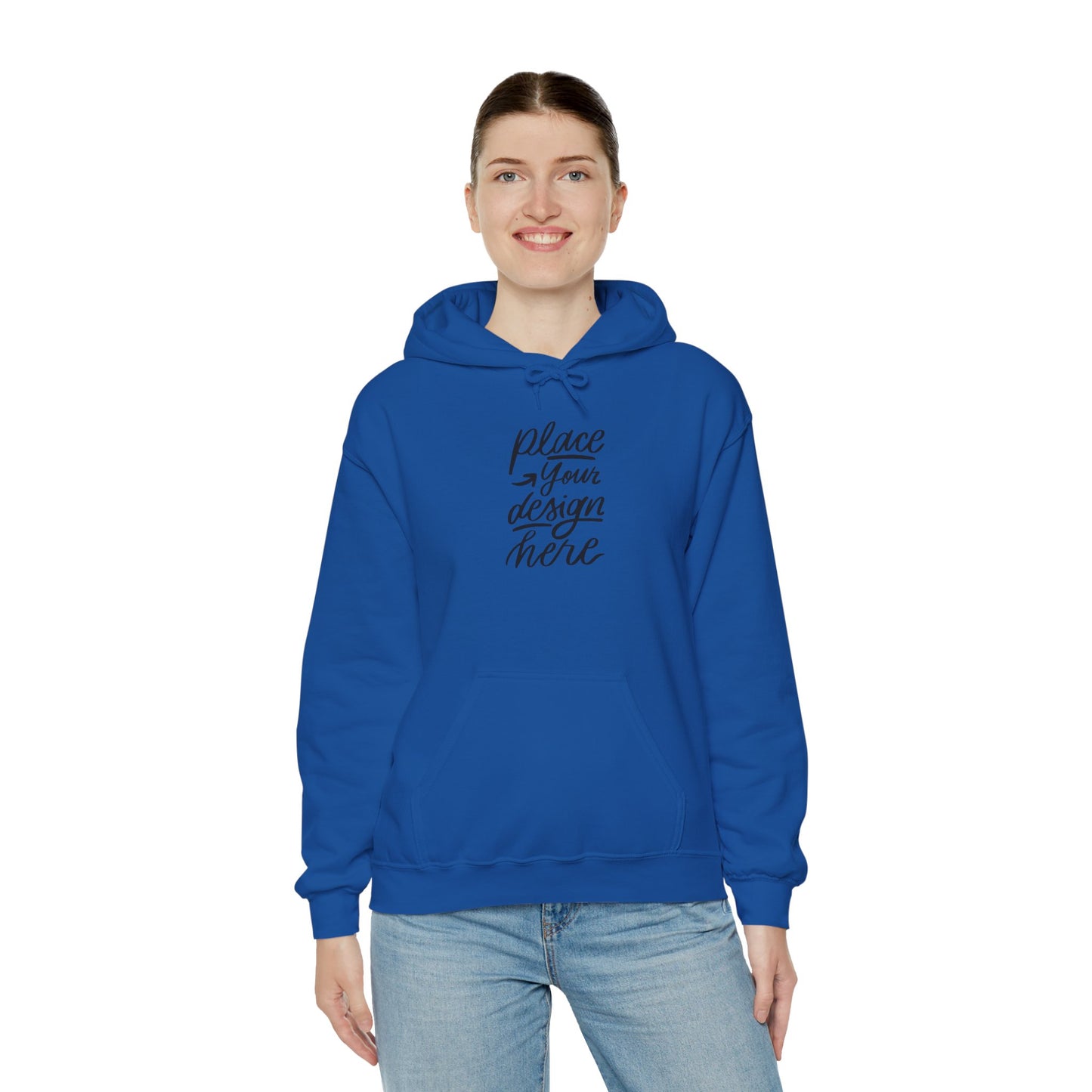White Custom Hoodie — 'Place Your Design Here' Mockup Pullover