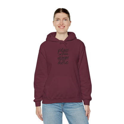 White Custom Hoodie — 'Place Your Design Here' Mockup Pullover