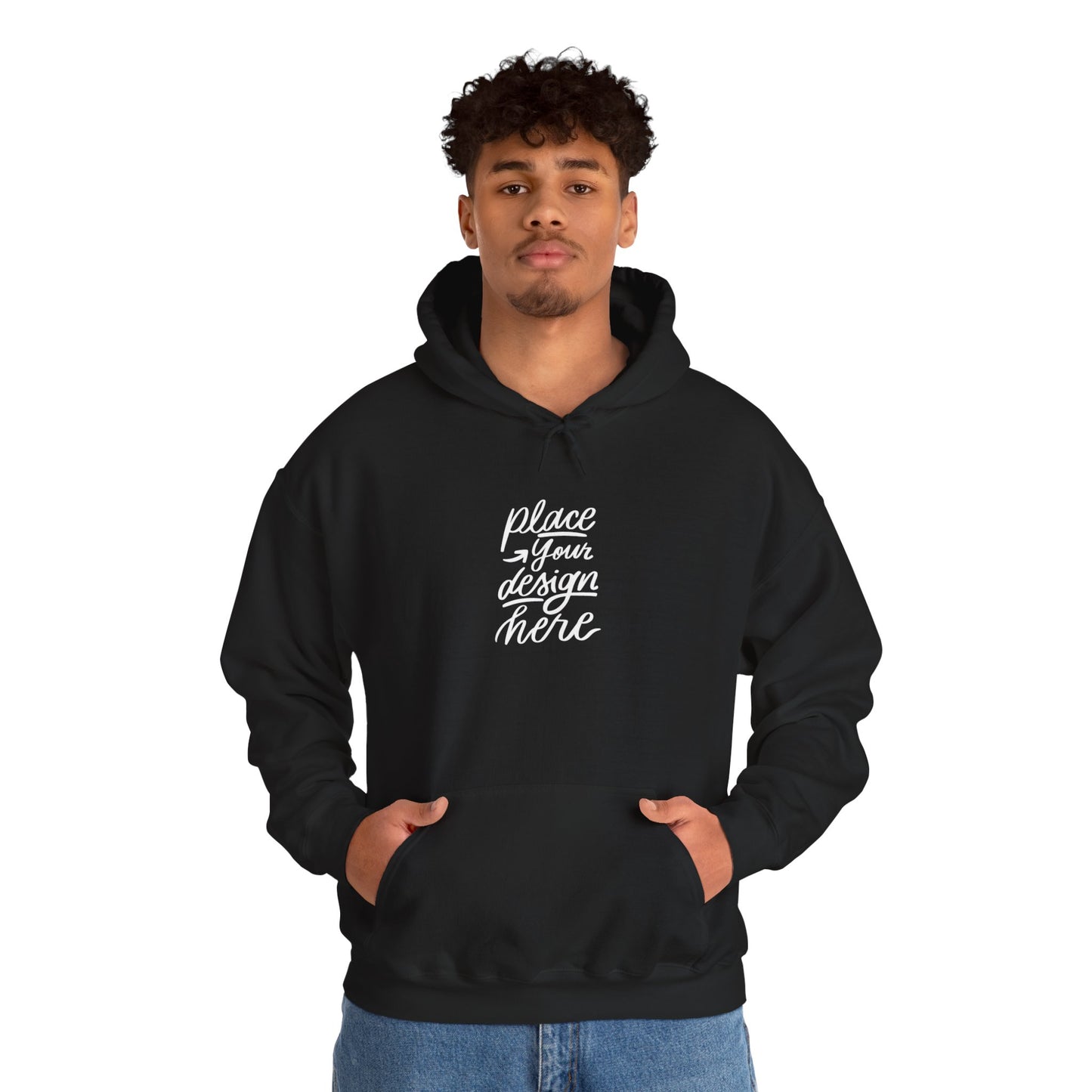 White Custom Hoodie — 'Place Your Design Here' Mockup Pullover
