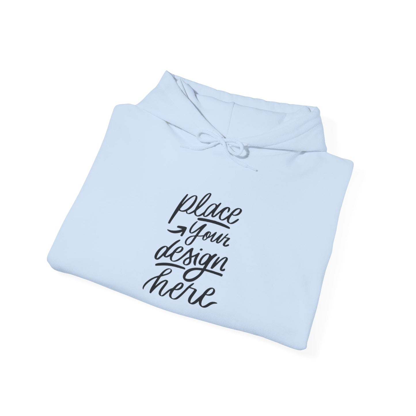 White Custom Hoodie — 'Place Your Design Here' Mockup Pullover