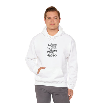 White Custom Hoodie — 'Place Your Design Here' Mockup Pullover