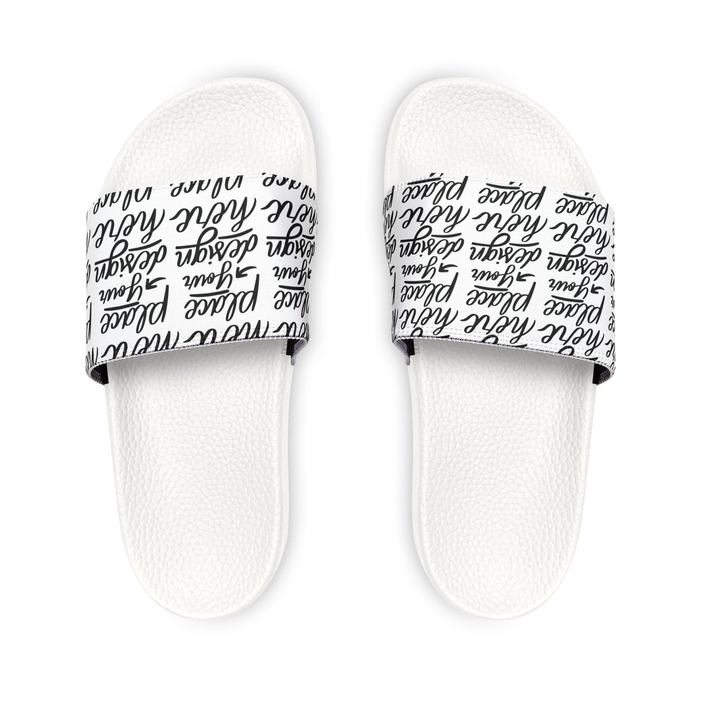 Men's Removable-Strap Slide Sandals — Customizable White Slides with Swap-Out Strap