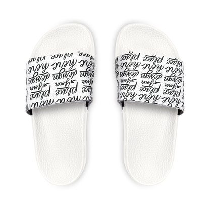 Men's Removable-Strap Slide Sandals — Customizable White Slides with Swap-Out Strap
